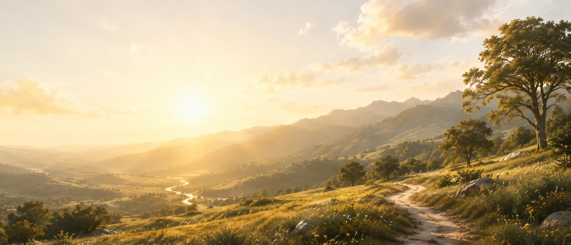Peaceful sunlit landscape
